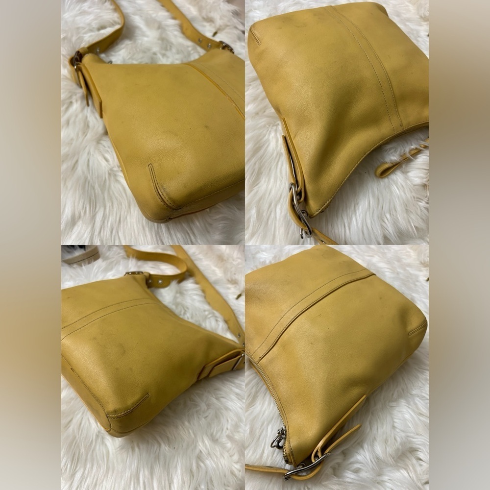 Vintage Coach #9326 Yellow Leather Shoulder Bag - Picture 8 of 12